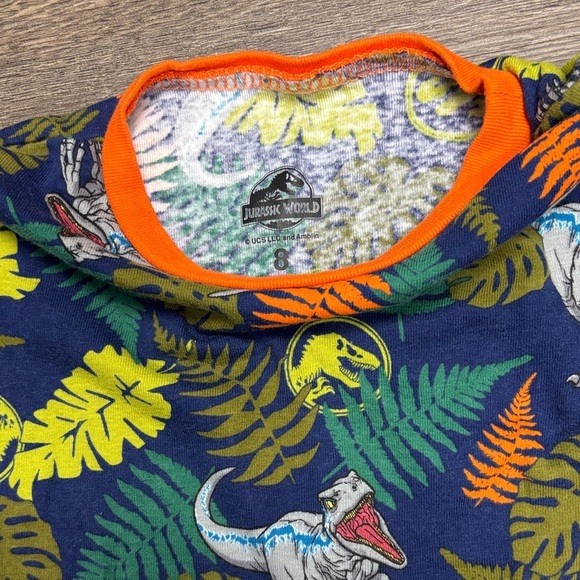 NWOT Jurrasic World Kids Sz 8 Jungle Print Matching SS/Shorts Set - Picture 4 of 8